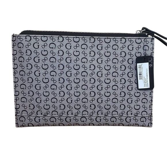 NWT New GUESS Black Rothenberg Monogram Clutch/Wristlet Bag Purse - Picture 3 of 6
